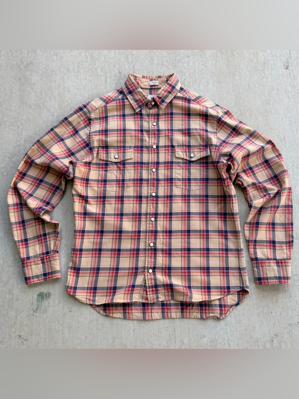 Taylor Stitch Glacier Shirt Plaid Pearl Snap Western Men Size 40